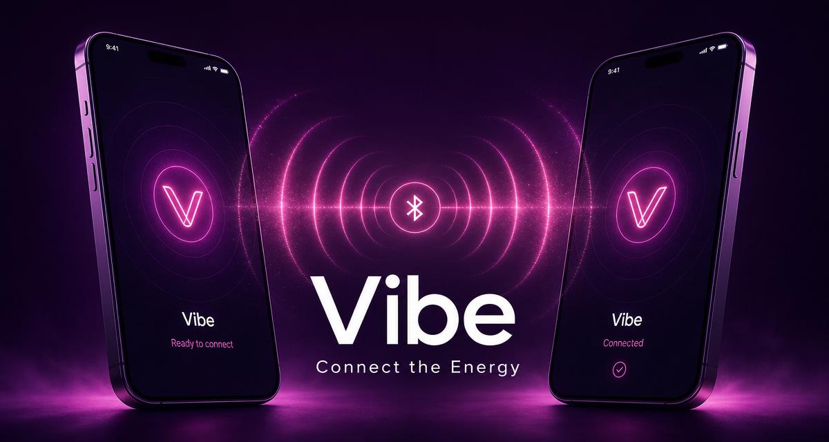 Dos personas conectándose mediante Vibe con ondas Bluetooth